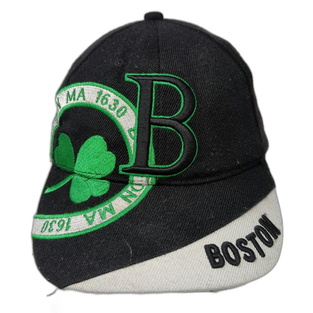 Baystate Apparel Baseball Cap Black One Size Boston MA 1630 Shamrock Clover Hat